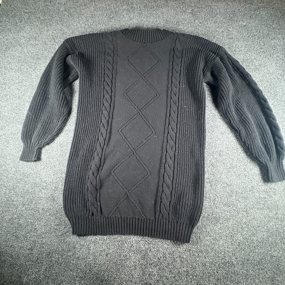Hollister California Sweater Dress Womens M Black Ribbed Cable Knit Mock Neck